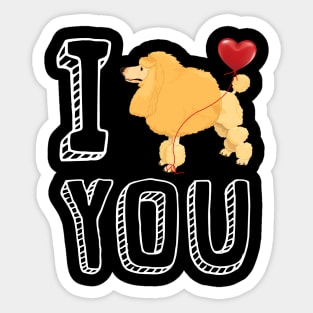 I Love You Poodle Valentine Sticker